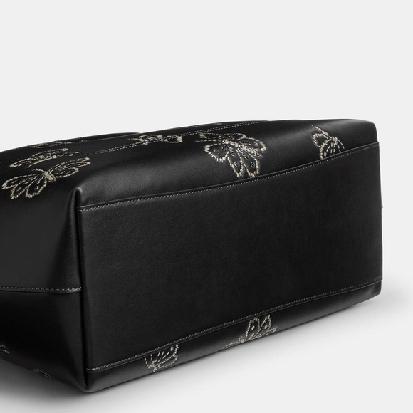 NWT Coach Station Tote Bag With Butterfly Print Silver Black CCK87 in Leather - Picture 4 of 15